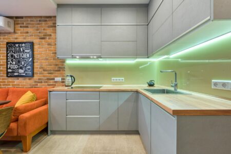 How Microsoft’s Partnership with Samsung Smart Fridges Brings Gaming Everywhere Modern kitchen with sleek appliances and clean countertops showing smart home integration