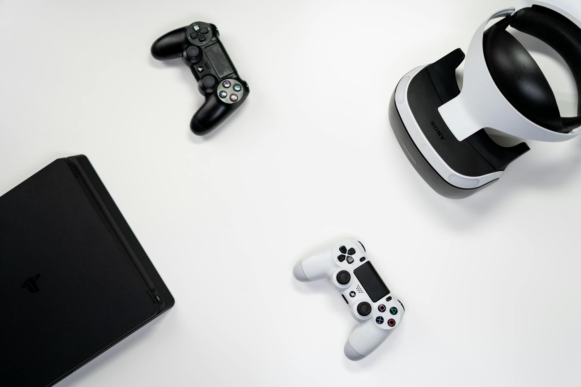 PlayStation gaming console on entertainment center showing digital interface