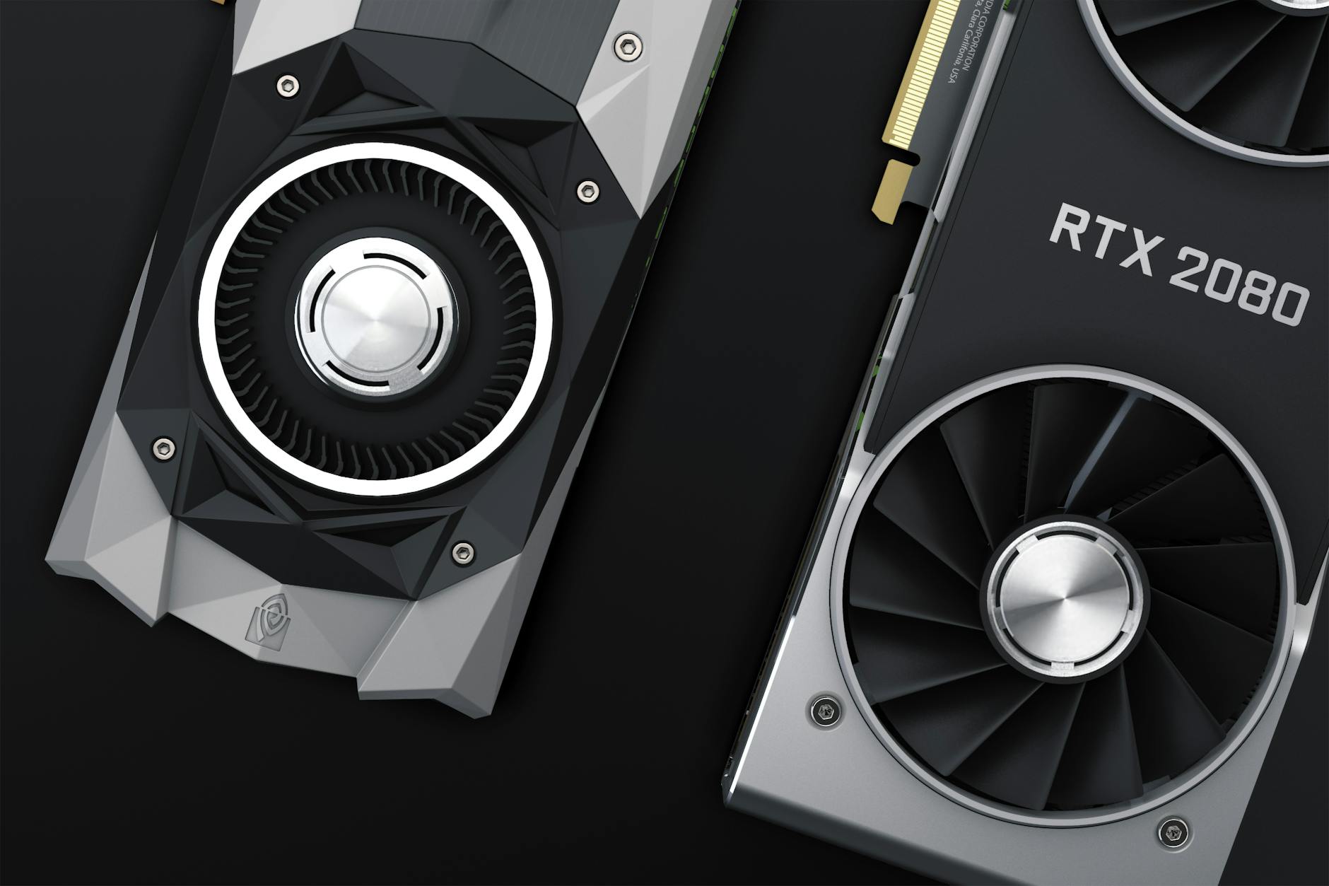 Modern graphics card installed in PC motherboard showing GPU cooling system and connectors