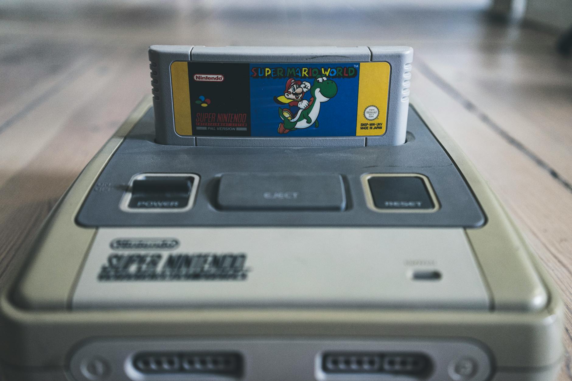 Close-up view of video game cartridges showing the compact physical media format