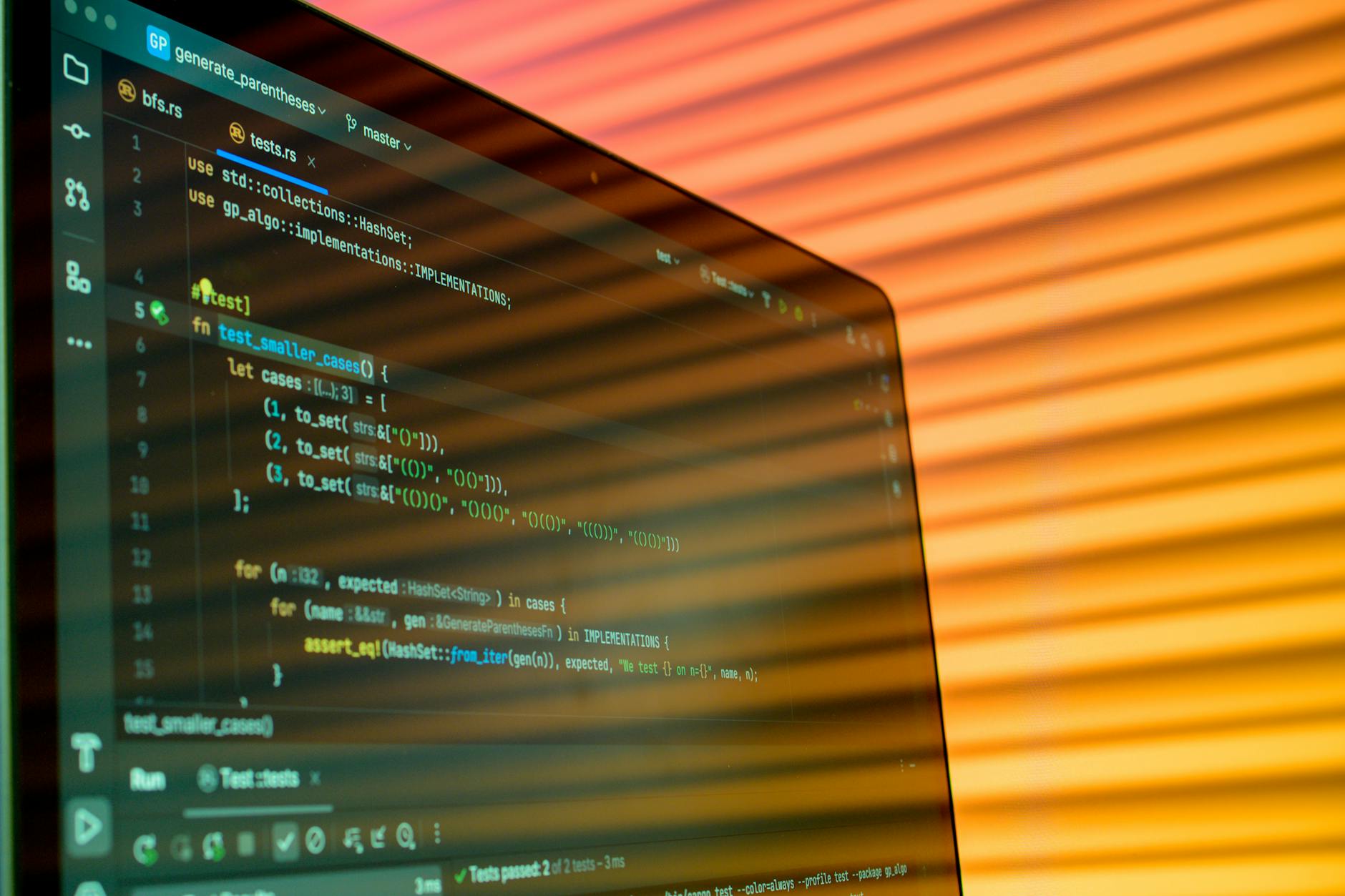 Computer screen showing software development environment and code