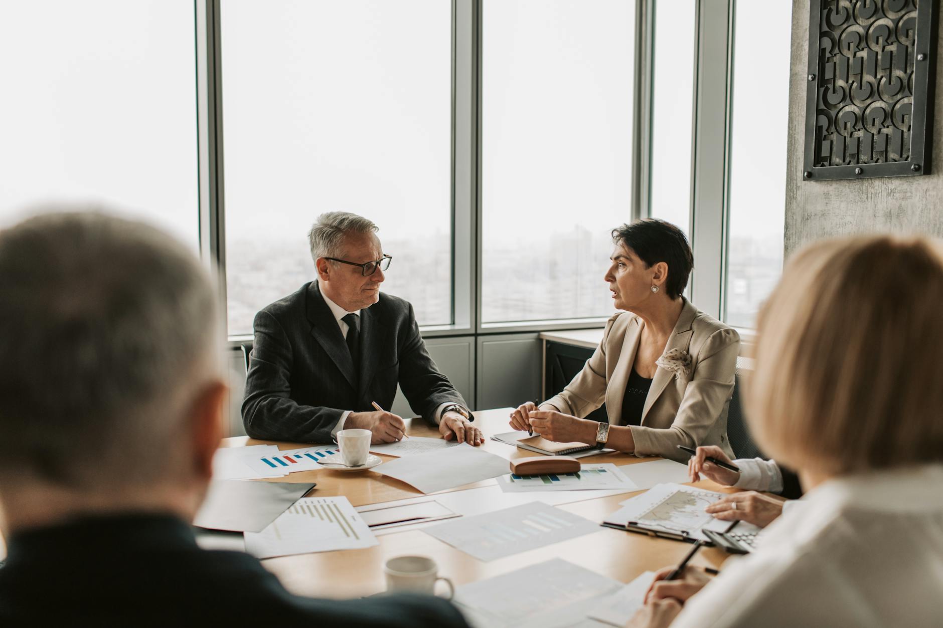 Business professionals in meeting discussing strategy and development plans