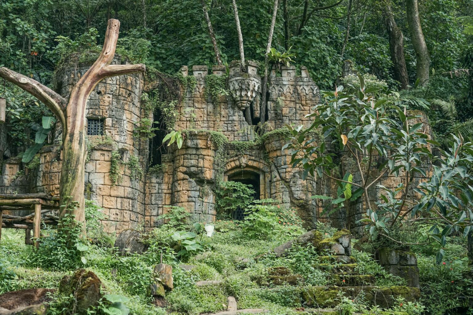 Donkey Kong Bananza’s Destructible World Sets New Switch 2 Benchmark Stone ruins surrounded by dense jungle foliage, evoking an adventurous platformer environment