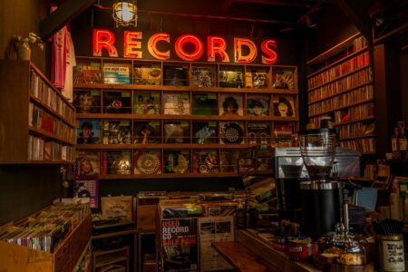 Donkey Kong Bananza’s Soundtrack Is Outselling Dedicated Music Albums Rows of vinyl records in a music store, representing physical music sales and soundtrack releases