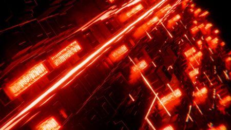 Dark futuristic corridor with atmospheric lighting, representing a confined game environment