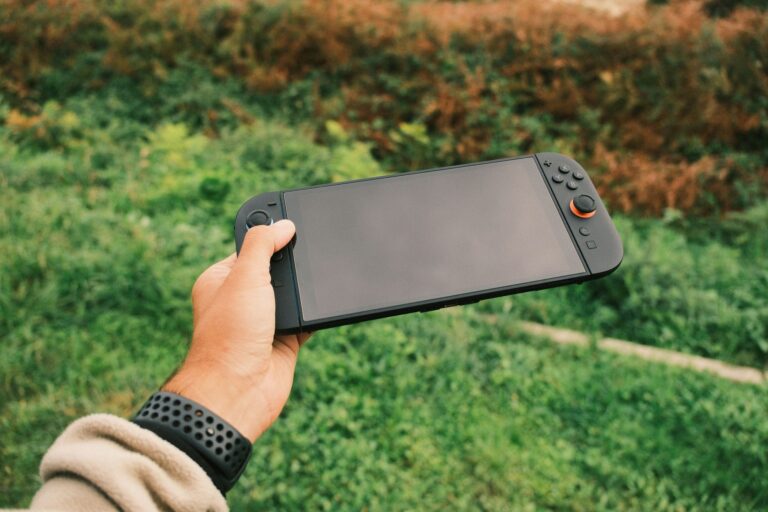 A Nintendo Switch console resting on a surface, representing the platform at the center of the Xenoblade Chronicles 3 delisting concern