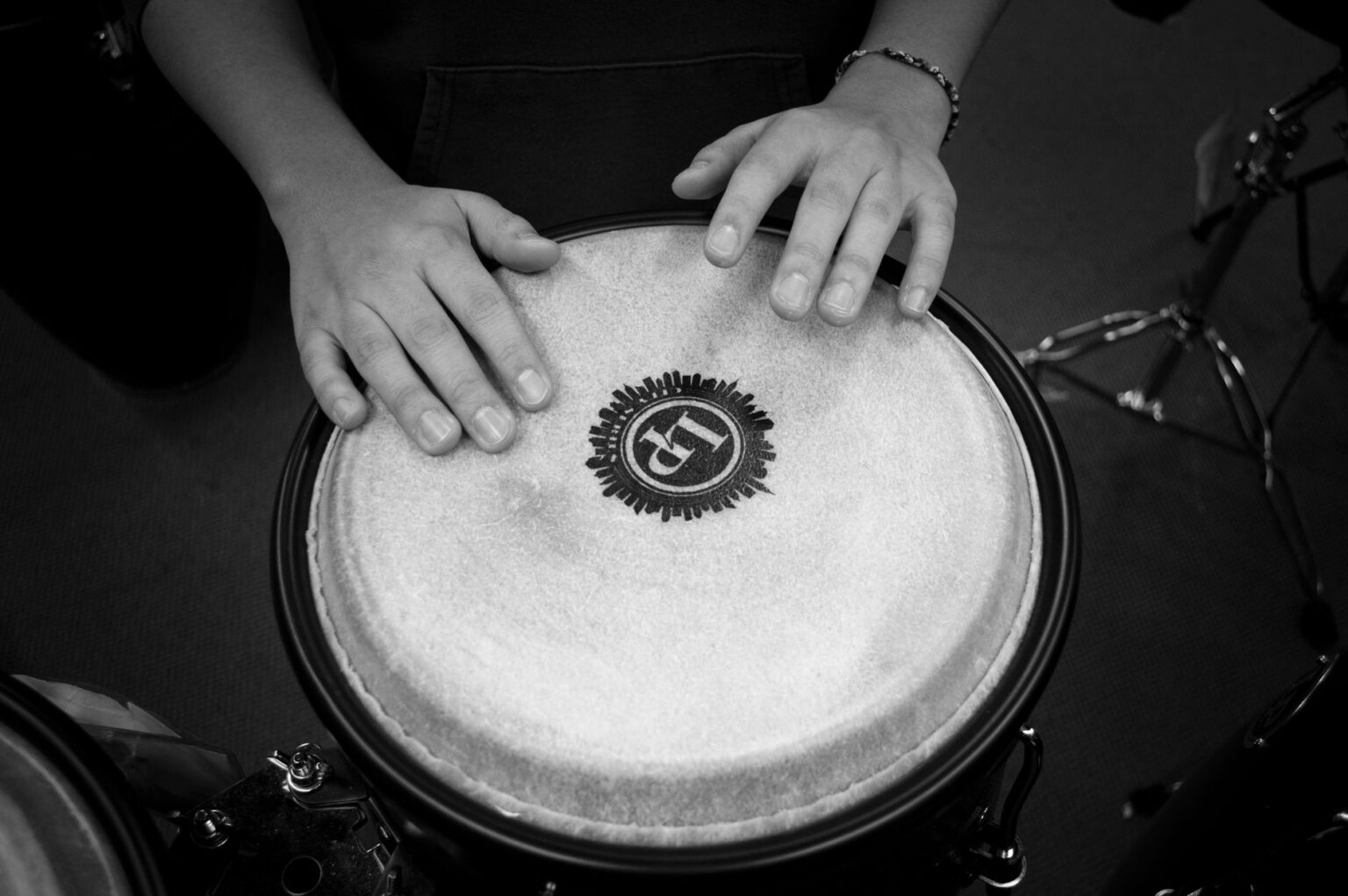 Close-up of jungle drums representing the percussive musical style of classic Donkey Kong games