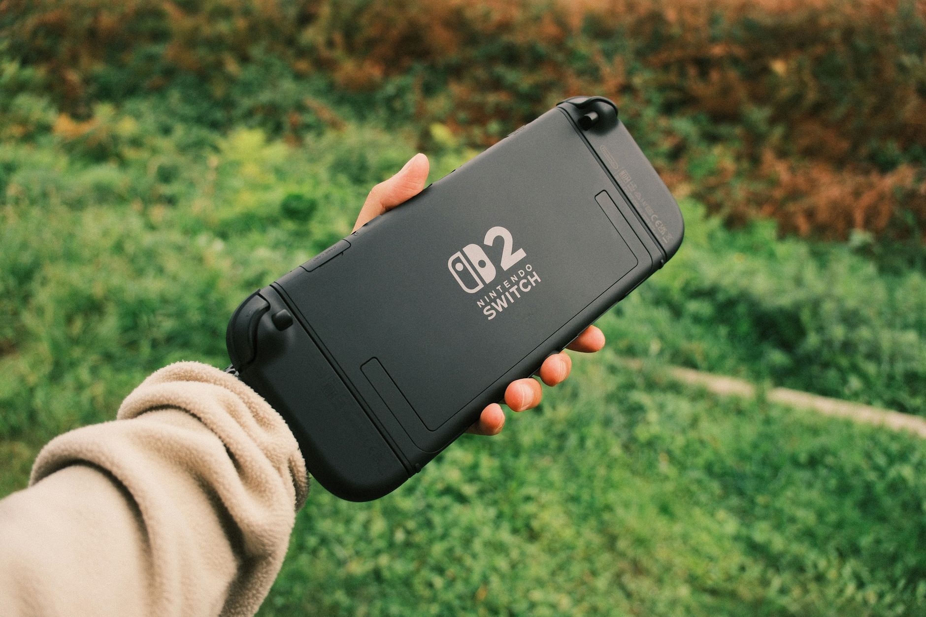 A Nintendo Switch console displayed on a flat surface